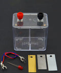 Hands On Galvanic Cells Experiment Kit For High School Chemistry Class Learn How Chemical Energy Converts To Electrical Energy With A Fun DIY Lab Project. Components include a clear plastic container and electrodes.