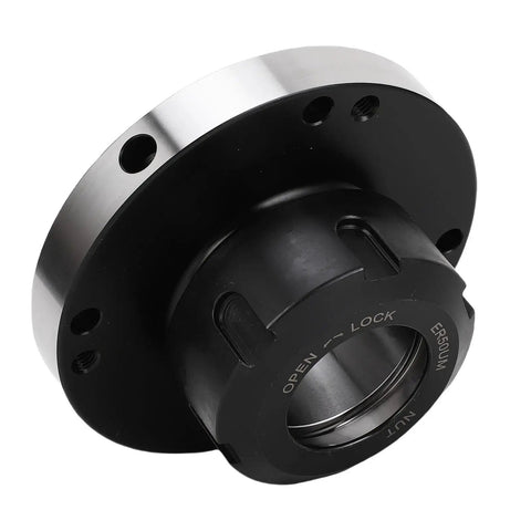 Heavy Duty Oumefar ER50 Collet Chuck With 130mm Diameter And 7 Hole Eccentric Nut Flange For A2-5-4 Mount Lathe Machining Center showing precision detail.