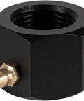 Marine Steering Tube Grease Nut And Fittings With Cable Lube Tool For Boat Steering Systems, black anodized aluminum with brass fitting.