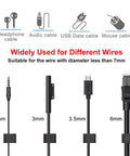 Adhesive Cable Clips With Storage Case 40Pcs Wire Clips For USB HDMI Ethernet Tidy Hooks For Desk Wall PC Dash Cam And Fairy Lights Strong Double Sided Tape Mount Easy Removable showcasing usage with USB, headphone, audio and mouse cables