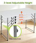 Portable 4Ft Folding Table With Fold-In-Half Design, Powder-Coated Steel Frame, height adjustable at 29.1, 23.6, and 18.9 inches