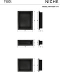 Triple Niche Recessed Shower Shelf Black With Three Inner Shelves Built To Handle All Your Shower Stuff Fits 16 Inch Wide By 40 Inch High By 4 Inch Deep Tile Ready All In One Bathroom Storage Solution, showing dimensions and model.