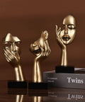 Three Piece Thinker Statue Set Black Gold Modern Home Decor Abstract Figurines For Shelves Living Room Coffee Table And Office Desk