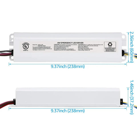 LED Emergency Driver 4W 120 to 277V AC Input With 3 to 60V DC Range For Recessed Downlights Panels and Troffers UL Listed Pack of 2