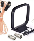 FM Dipole Antenna 75 Ohm Indoor AM Loop For Clear FM Reception with connectors and cables for home audio systems