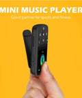 64GB MP3 Player With Clip For Sports A65 Bluetooth 5 Point 3 Music Player With Pedometer shown on a finger