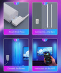 Next Level Smart Gaming Light Bar With Dynamic Rgbic Wall Mount And Hella Smooth Bluetooth App Control For Alexa And Google Setup steps to install