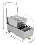 Top Tier 550W Commercial Fryer Oil Filter Machine with stainless steel cart, dimensions 80cm x 44.5cm x 61.5cm, for restaurant use.