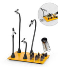 Magnetic Third Hand Soldering Station With 3X LED Magnifying Glass, Adjustable Gooseneck PCB Holder, And Precision Alligator Clips