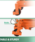 Close-up of wheels and brake on Beefy Heavy Duty Double Scissor Lift Table Cart With 59 Inch Lift Height
