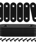 Front view of HARSKIYER 12-pack 2-inch black stainless steel straight furniture brackets with screws