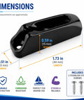Two Pack Kayak Rope Cleats for Deck Rigging, Black Nylon Rope Guides with Screws, Tough Marine Hardware, product dimensions.
