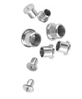 Steel dowel center pins for woodworking, pro grade alignment tool kit for hard, soft, and hollow wood projects, various sizes.
