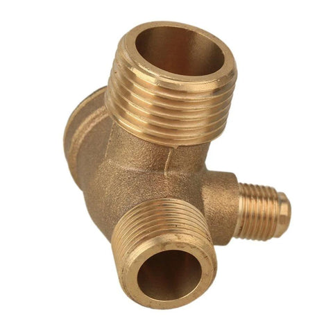 Brass three-port air compressor check valve with G1/8, G3/8 and G1/2 male threads