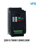 Compact 220V Mini VFD Inverter For Single Phase Motors 2.2KW 1HP Variable Frequency Drive Speed Controller Capacitor Motor Control Easy Install For Home Workshop And DIY Projects, front view 220V 0.75KW/1.5KW/2.2KW model