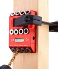 Angle Drill Guide Jig Made From Aluminum Alloy With Table Block Attachment For Wood Posts And Cable Railing Deck Projects