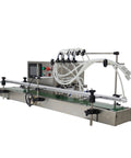 Zero Fuss Automatic Desktop 4 Head Liquid Filling Machine With Digital Controls And Rock Solid Stainless Steel Frame For Slick Dosing Of Drinks Beauty Products And Syrups 110V side view of machine with hoses and digital controls