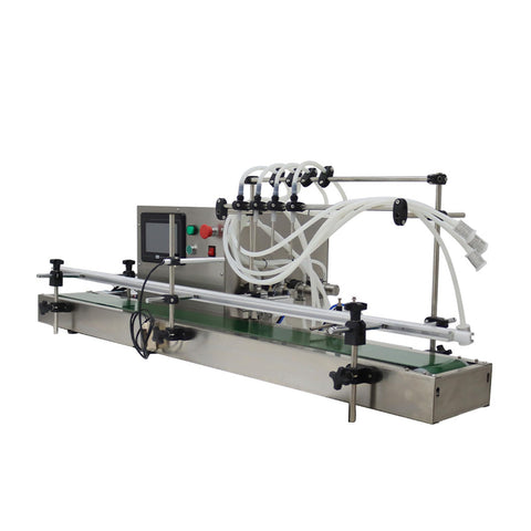 Zero Fuss Automatic Desktop 4 Head Liquid Filling Machine With Digital Controls And Rock Solid Stainless Steel Frame For Slick Dosing Of Drinks Beauty Products And Syrups 110V side view of machine with hoses and digital controls
