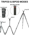 All Terrain 3 In 1 Adjustable Rifle Shooting Tripod Monopod And Bipod with level lock and anti-slip handle