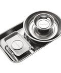 Four Piece Magnetic Tray Set In Stainless Steel With Strong Magnets Includes 3 Inch 6 Inch Square And Shallow Trays For Garage Workshop And DIY Organization That Keeps Your Parts Snug And Small Hardware Like Nuts Bolts And Screws In Place