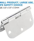 12 Pack 3.5 Inch Door Hinges With Rounded Ends And Polished Chrome Finish, showing chrome hinge with rounded edges.