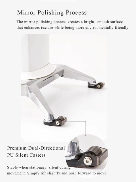 Close-up of No Sweat Adjustable Height Rolling Drafting Desk with premium dual-directional PU silent casters for easy mobility.