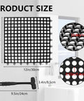 Diagram showing Interlocking 12x12 Inch Floor Tiles 12 Pack Soft PVC Non Slip Drainage Tiles With Holes for wet areas, black.