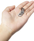 Hand holding a 1-inch L Shaped Corner Bracket 1 Inch Right Angle Metal Support For Wood Shelves Cabinets Furniture Desks Drawers Pack Of 16 With Screws Gun Metal Black Finish