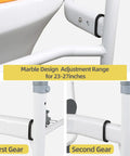 Ultimate Toilet Safety Rail With Padded Arms, adjustable height shown in 23-27 inches marble design adjustment range, close-up view
