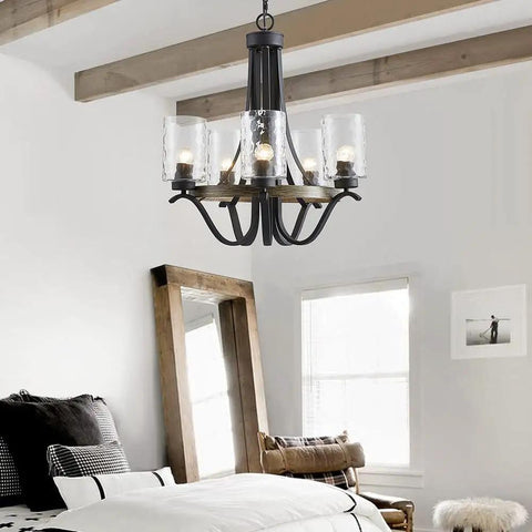 Three Light Modern Farmhouse Chandelier With White Fabric Shade For Dining Room Living Room Foyer Hallway Ceiling Light