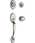 Front Door Lock Handleset With Deadbolt For Exterior Entry In Satin Nickel, Pick Resistant SmartKey Rekey Security With Interior Knob