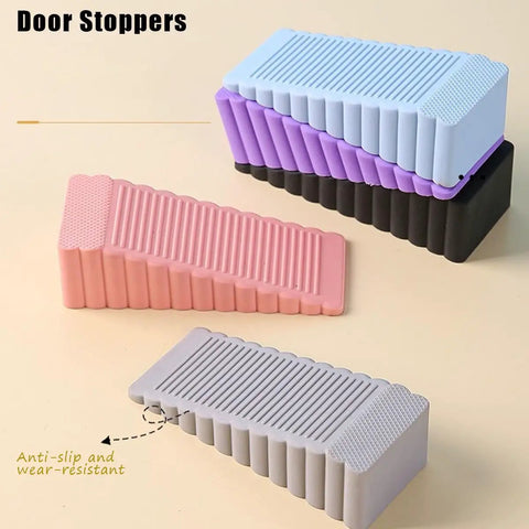 Stacked Eight Piece Rubber Door Stopper Wedge Set For Small Gaps Under 0.98 Inches Compact Lightweight Super Handy Non Slip Grip