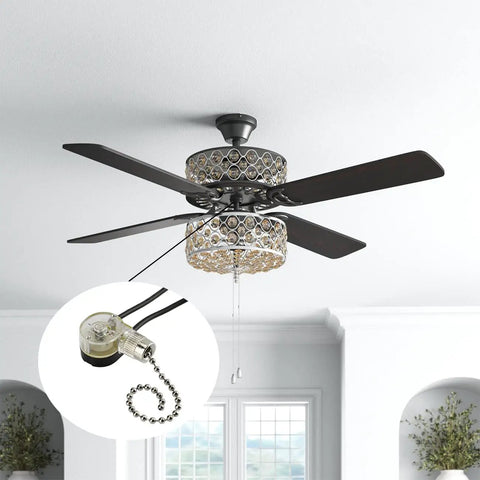 Pull Chain Ceiling Fan Switch Replacement 2 Pack Nickel Finish for Ceiling Fans and Light Fixtures, showing ZE109 style in use.