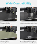Wide compatibility of CR Touch Auto Leveling Kit with various Ender 3D printer bed surfaces like magnet, glass, PEI, and cold plate.