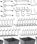 80 Piece Pegboard Hooks Set For 2.5 Cm Holes, Heavy Duty Metal Pegboard Hooks For Garage Tools, Craft Supplies And Jewelry, Killer Organization For Your Workshop Or Hobby Room, Durable And Easy To Use, assorted metal pegboard hooks and bins