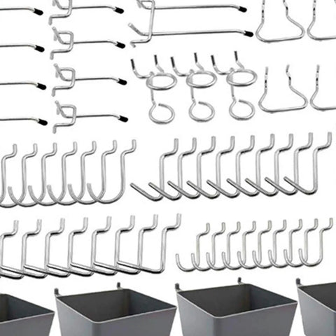 80 Piece Pegboard Hooks Set For 2.5 Cm Holes, Heavy Duty Metal Pegboard Hooks For Garage Tools, Craft Supplies And Jewelry, Killer Organization For Your Workshop Or Hobby Room, Durable And Easy To Use, assorted metal pegboard hooks and bins