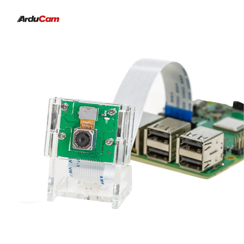 Motorized Focus Pi Camera For Raspberry Pi With Autofocus And Software Manual Focus Remote Control Lens 5MP OV5647 1080P Video Grab And Go Closeups To Distant Shots attached with board and cable.