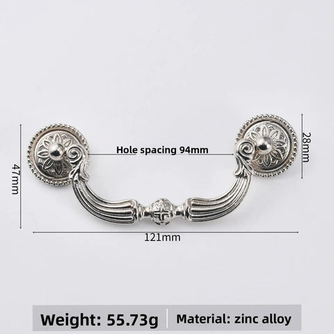 Vintage Black Brushed Zinc Alloy Cabinet Pull Handle With Antique Bronze Tone European Style Drawer Pull 94mm Hole Center