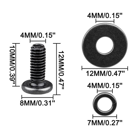 Top Shelf Universal Vesa Mount Screw Kit Zero Drama With Heavy Duty M4 X 10mm Bolts Split Lock And Oversized Flat Washers For Tv Monitor Wall Brackets Straight Install dimensions of bolts and washers