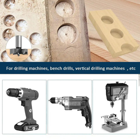 Heavy Duty 10 Piece Forstner Drill Bit Set Dead On Sharp Carbide Tipped No Sweat Drilling Hole Saw Kit For Hard Wood Plywood on various drilling machines.