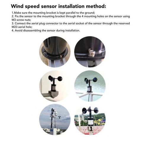 Wind Speed Monitoring Sensor With High Accuracy Anemometer installation steps for industrial and marine use with RS485 Modbus