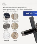 Diamond Core Drill Bit Three And A Half Inch Vacuum Brazed Hole Saw with cutting examples on porcelain, ceramic, marble.