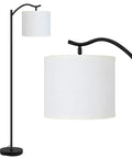Dope Modern LED Arched Floor Lamp With Natural Linen Shade, Three Brightness Levels, E26 Socket, Footswitch, 63-Inch Tall