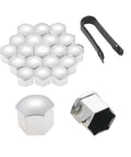 21 Pcs Car Wheel Nut Covers 21mm Universal Lug Nut Caps Chrome Gloss ABS Auto Bolt Head Protectors with Remover Clip