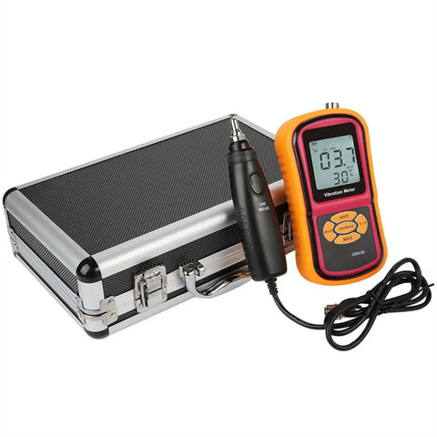 Split Type Vibration Meter With Mechanical Accelerometer And Fault Detector, Pro Grade Handheld Vibration Tester For Bearing Condition, LCD Backlight, Auto Shutoff, Low Battery Indicator, GM63B with case