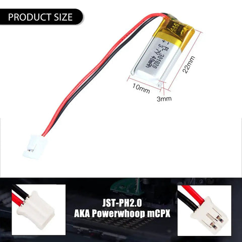 3.7V 40mAh 301020 LiPo Battery Pack With PH2.0mm JST Connector Rechargeable Lithium Polymer Cell Compact Power Supply For Small Gadgets