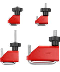 4 Piece Hose Pinch Off Pliers Set for Automotive Brake Line Clamps and Fuel Lines in four sizes, red and black design.