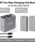 Two Pack Intelligent Flight Battery With Two Way Charging Hub For DJI Mini 4K Mini 2 Mini SE And Mini 2 SE Drones Delivers Up To 31 Minutes Of Flight Time 2400mAh 7 7 Volt Replacement Battery Fly More Kit with cables