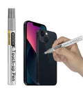 SP83 Touch Up Paint For iPhone 14 And 14 Plus Scratch Repair Pen With Replacement Tip being applied to phone frame.