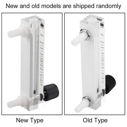 Oxygen Air Gas Flow Meter With Control Valve 1-10 LPM, Easy Hose Barb Connection, Acrylic Body, New and Old Models, Side by Side